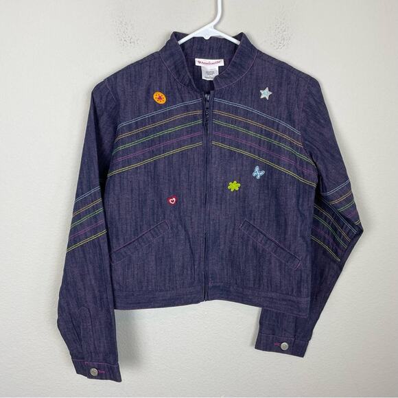 American Girl Purple Denim Zip Embroidered Jacket Large (14/16) - Picture 2 of 7